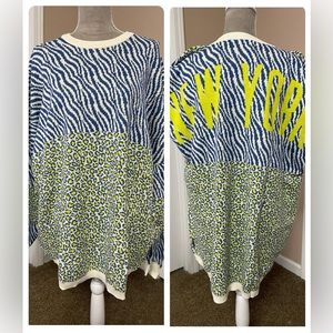 New Spirit Jersey Oversized NY Animal Print Sweater XXL